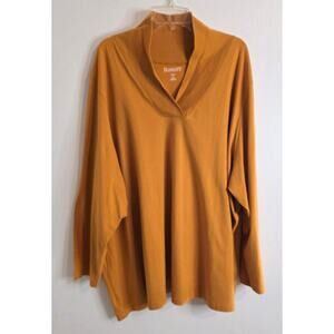 Roman's Long Sleeve Shawl Collar Tee Plus Size Women's Size 4X (34/36) Yellow